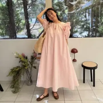 택 포함 새상품 로지몬스터 트리플 프릴 원피스 핑크 S