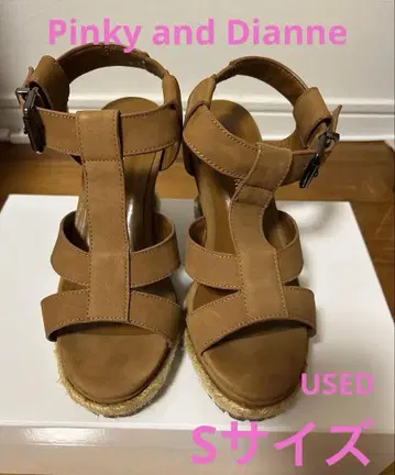 PINKY & DIANNE 웨지 샌들 카멜 S 사이즈 USED
