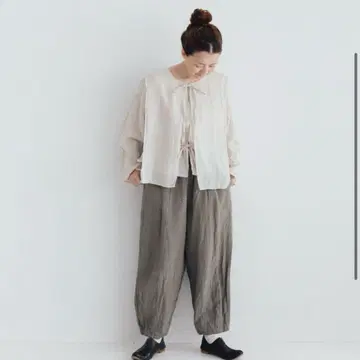택 포함 새상품 2025 ss gauze 거즈 리본 라미 린넨 블라우스