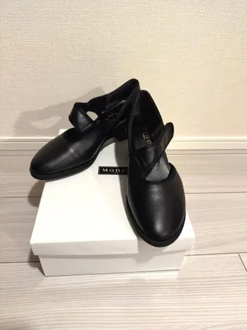모네 MONET 천연 가죽 펌프스 스트랩 벨크로 테이프 블랙 23.5cm