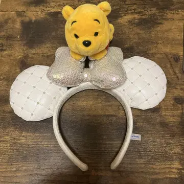 디즈니 머리띠 (화이트) & 붙어있는 봉제 인형 곰돌이 푸