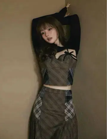 andmary Emma check set up beige S