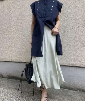 Ameri SATIN JACQUARD FLARE SKIRT