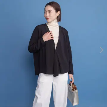 레어 젬 실크 혼방 스트레치 데신 드레이프 디자인 가디건