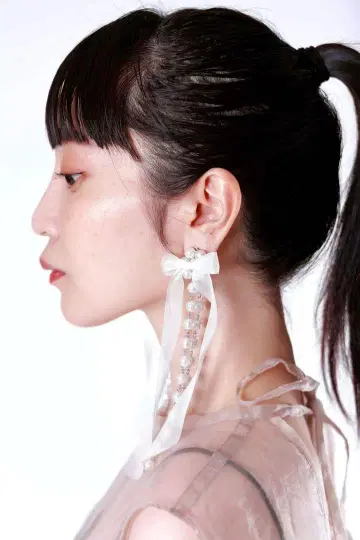 TEEENU 리본 펄 귀걸이