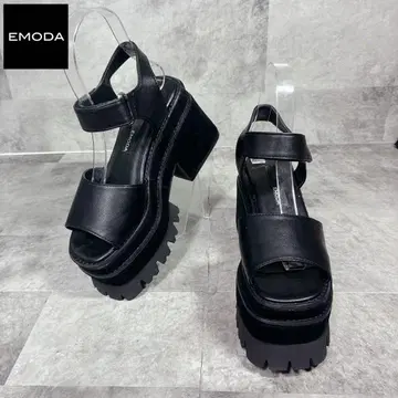 [고품질] EMODA 슈퍼 통굽 스트랩 샌들 S 22cm BK
