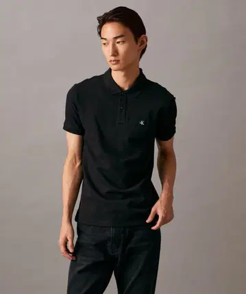 Calvin Klein Jeans 슬림 핏 피케 셔츠 XL 블랙