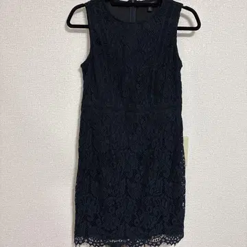 BANANA REPUBLIC 4P 네이비 레이스 슬리브리스 미니 원피스