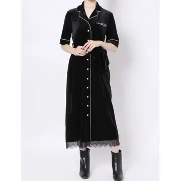 EATME 파이핑 셔츠 원피스 블랙