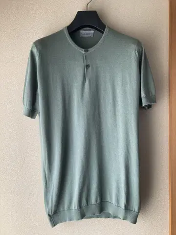 JOHN SMEDLEY 코튼 30G 헨리넥 니트 T 그린 M