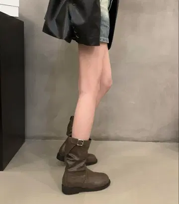shoes365 버클 가죽 부츠 24.0cm