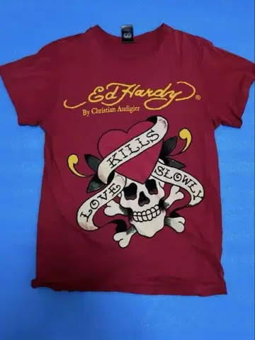 Ed Hardy 스컬 T셔츠 빨간색