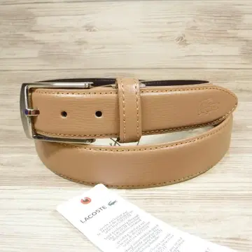 라코스테 베이지 와니 각인 소가죽 가죽 벨트 캐주얼 벨트 LACOSTE
