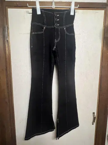 하이웨스트 플레어 데님 팬츠 스키니 블랙 블루