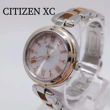 CITIZEN XC 전파 솔라 핑크 골드 정크 시계 부품 포함