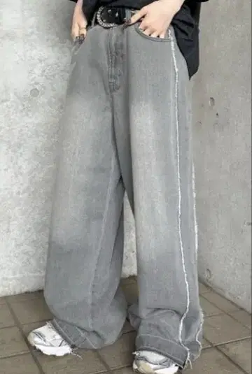 사이드 프린지 오버 다이 데님