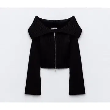 미사용 새상품 ZARA 집업 리브 니트 가디건