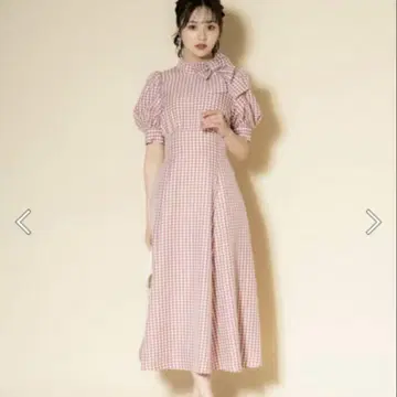 willselection 리본 포함 원피스 빨흰 깅엄 레드
