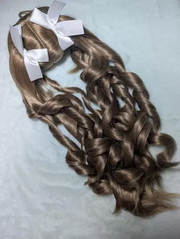 8~9inch 롱 컬 트윈 테일 인형 가발 브라운 계열