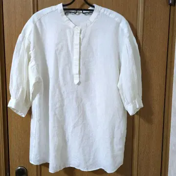 BABYLONE 화이트 볼륨 슬리브 셔츠