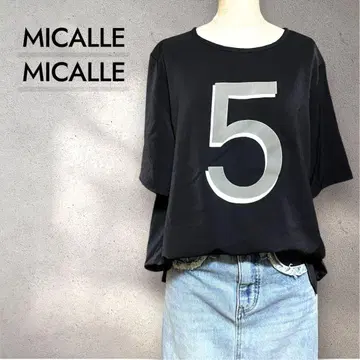 미사용 새상품 MICALLE MICALLE5 프린트 반팔 티셔츠 블랙