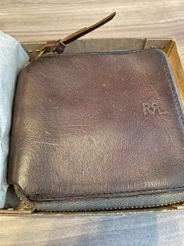 [미사용 새상품] DOUBLE RL 브라운 가죽 접이식 지갑