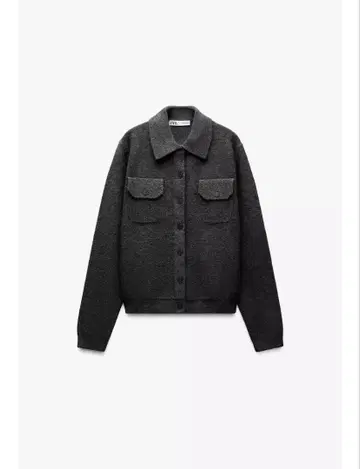 zara 무지 폴로넥 니트 자켓 S 사이즈 차콜 그레이
