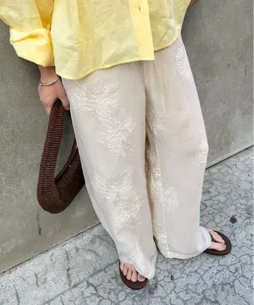 JOURNAL STANDARD 시어 레이스 레이어드 팬츠 밑단 컷팅