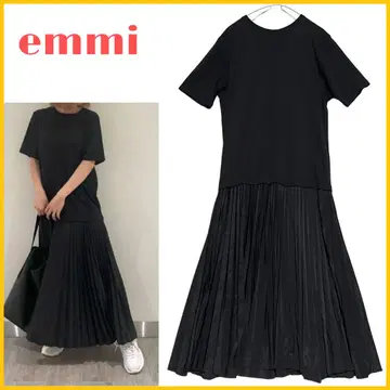 [ emmi ] emmi 여성용 플리츠 도킹 원피스 블랙