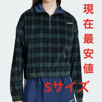 adidas 코듀로이 타탄 체크 그린 하프 지퍼