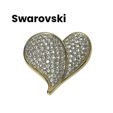 Swarovski 스와로브스키 하트 브로치 콤비 컬러 골드