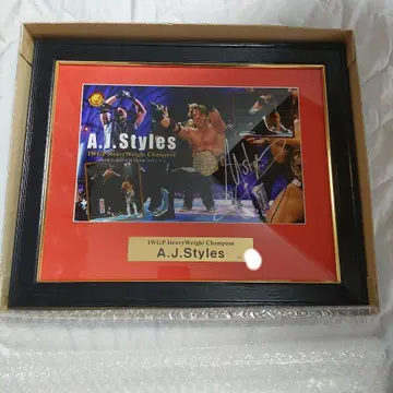 WWE (전 신일본 프로레슬링) AJ 스타일스 친필 사인 사진 프레임