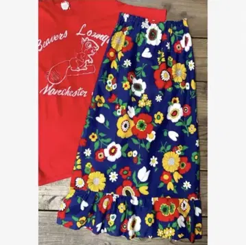 70s flower printed skirt