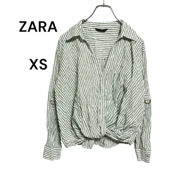 ZARA 스트라이프 라메 믹스 셔츠 린넨 혼방 XS 모로코 제조