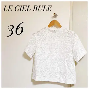 LE CIEL BULE 반팔 블라우스 화이트 레이스 무늬 S