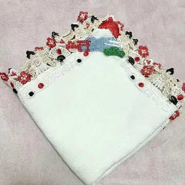 치카자와 레이스 [완판] 도스코이 일본 화이트 타월 손수건 와() 레이스