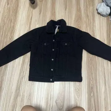 블랙 데님 자켓 플리스 안감