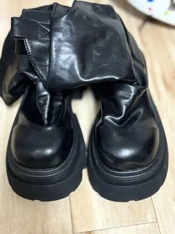 블랙 엔지니어 부츠 통굽
