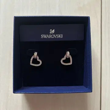 Swarovski 하트형 핑크 골드 귀걸이