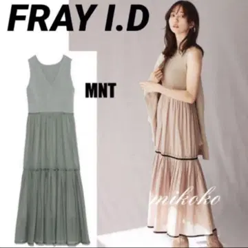 FRAY I.D/ 2way 니트 콤비 코튼 보일 원피스/MNT