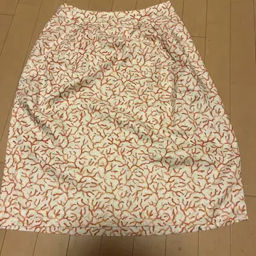 Junko Shimada 린넨 100% 새상품급 코랄 무늬 플리츠 스커트