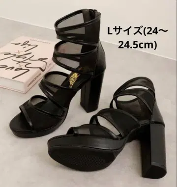 LOVEHUNTER 10cm 힐 시어 부츠 샌들 블랙 24~24.5cm