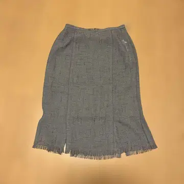 프린지 장식 그레이 타이트 스커트