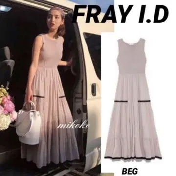 FRAY I.D / 니트 콤비 티어드 원피스