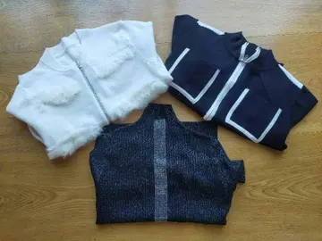 USED/새상품급 CHIC 집업 니트 라메 리브 니트 3점 28,000엔