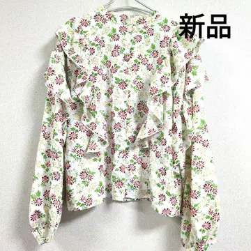새상품 멀로 꽃무늬 프릴 긴팔 블라우스