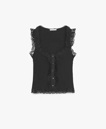 ZARA 버튼 레이스 상의