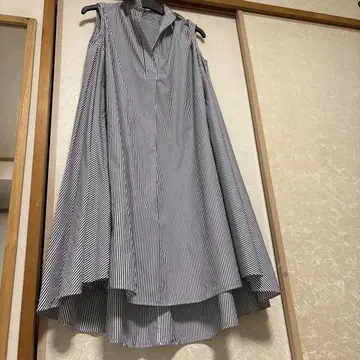 저널 스탠다드 스트라이프 A라인 롱 셔츠 원피스