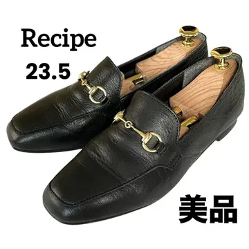 [새상품급] Recipe 레시피 비트 로퍼 골드 금장 장식 가죽 블랙