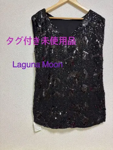 [택 포함 미사용품] Laguna Moon 블랙 스팽글 슬리브리스